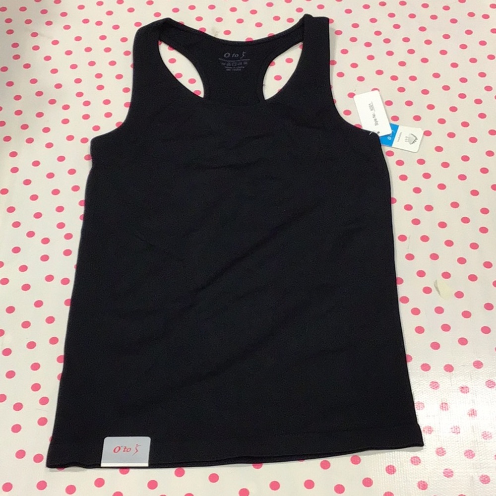 Racer back tank with built in bra, black